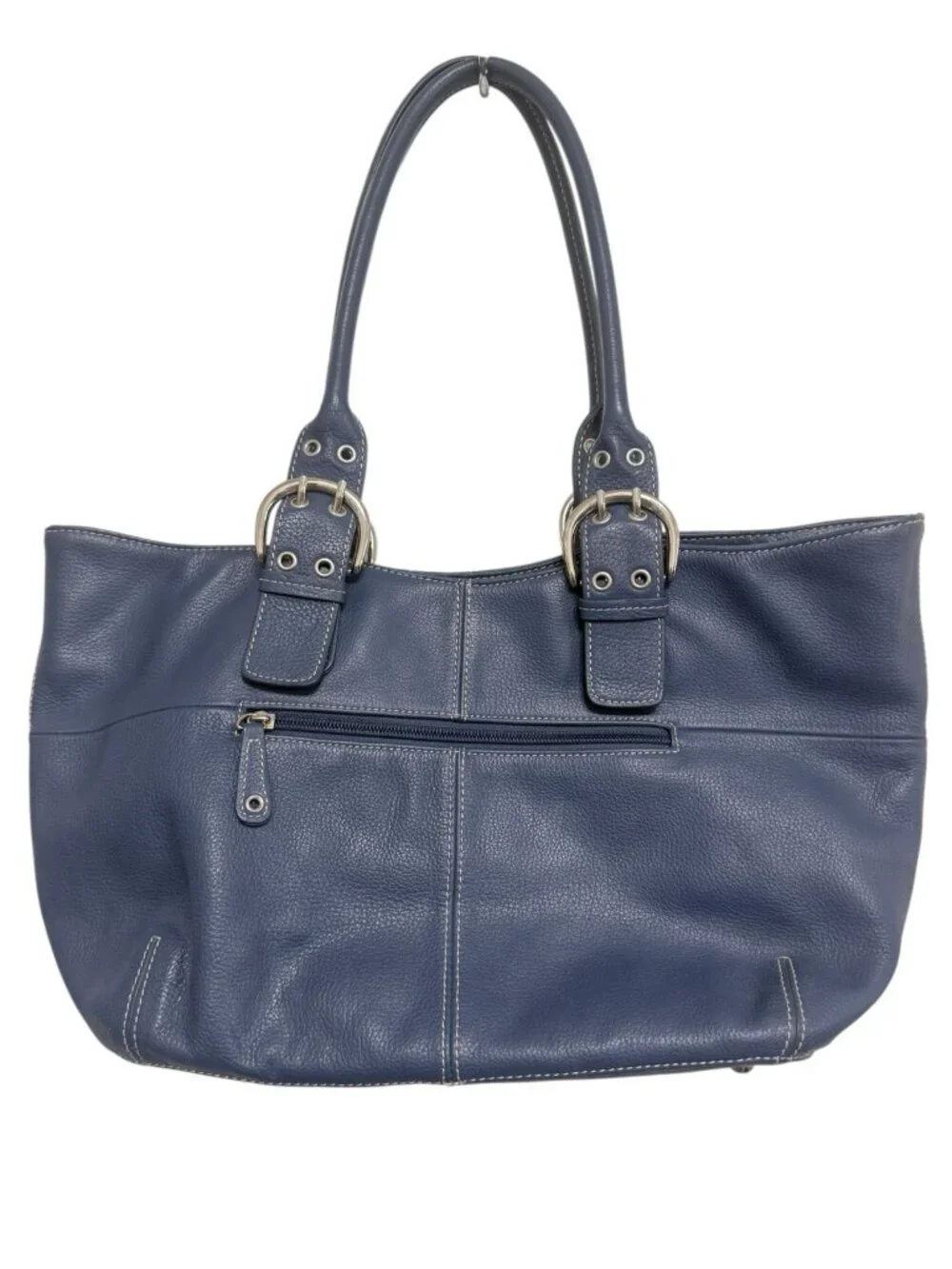 Tignanello Genuine Leather Navy Blue Tote Handbag Shoulder Bag and Wallet